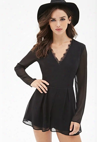 Pleated Chiffon Romper