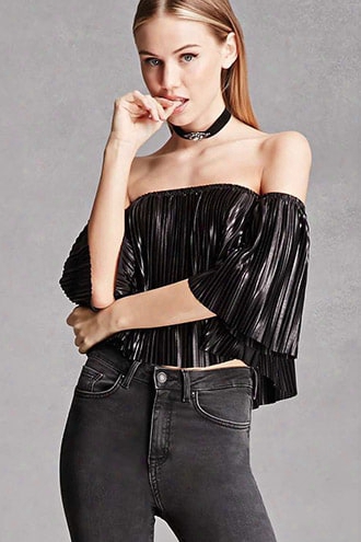 Pleated Off-the-shoulder Top