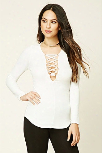 Plunging Lace-up Top