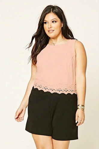 Plus Size Crochet Panel Romper