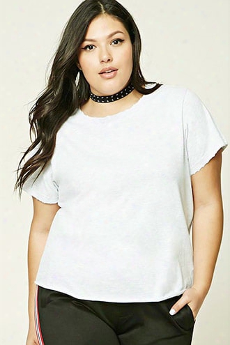 Plus Size Distressed Trim Tee