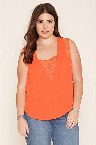 Plus Size Lace-paneled Top