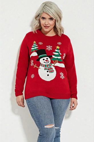 Plus Size Snowman Graphic Sweater