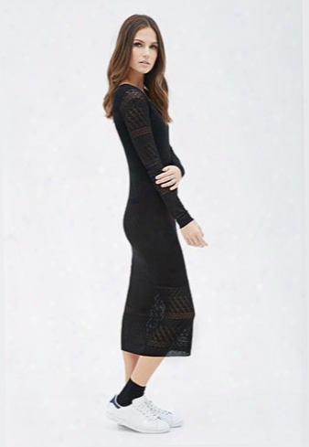 Pointelle Knit Midi Dress