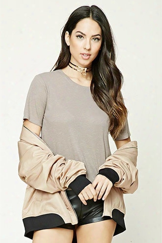 Ribbed Slub Knit Boxy Top