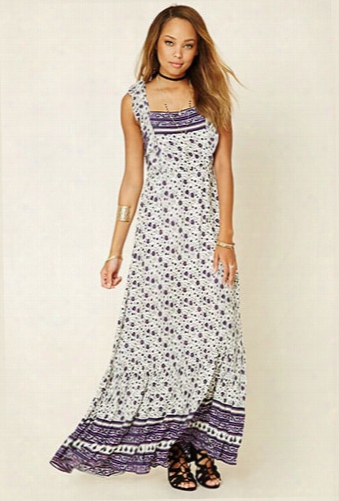 Ruffled Floral Print Maxi Dress