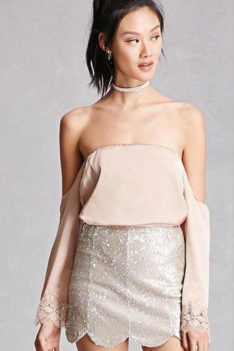 Satin Off-the-shoulder Top