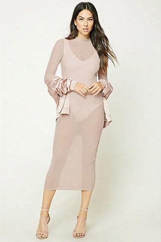 Sheer Mock Neck Bodycon Dress