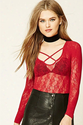 Stretch Lace Crisscross Top