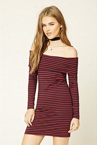 Stripe Off-the-shoulder Dress