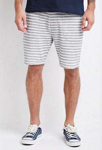 Texture-striped Drawstring Shorts