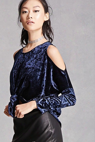 Velvet Open-shoulder Top