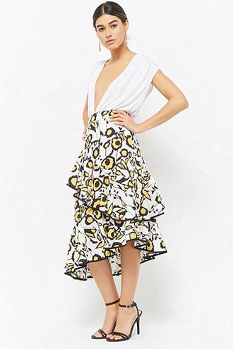 Abstract Floral Print Skirt