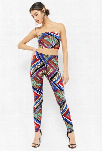 Baroque-inspired Geo Print Bandeau & Legging Set