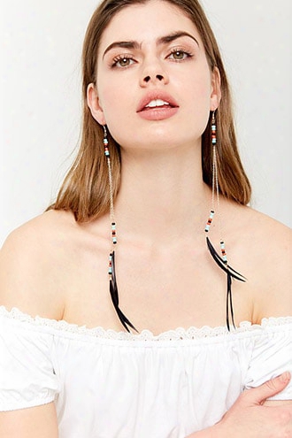 Beaded Feather Duster Earrings