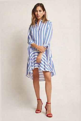 Eta Striped High-low Shirt Dress