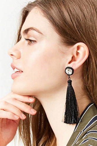 Faux Gem Tassel Drop Earrings