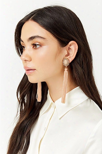 Faux Gemstone Tassel Drop Earrings