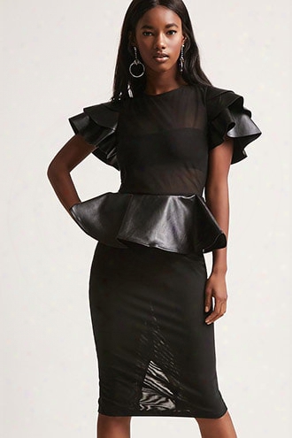 Faux Leather Peplum Dress