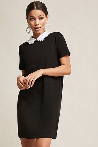 Faux Pearl-collar Shift Dress