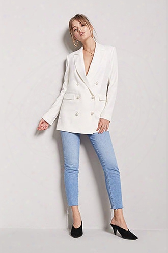 Faux Pearl Double-breasted Blazer