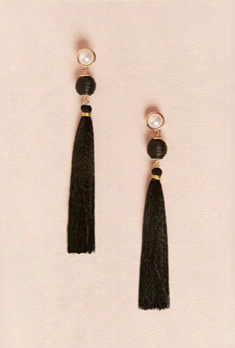 Faux Pearl Tassel Drop Earrings