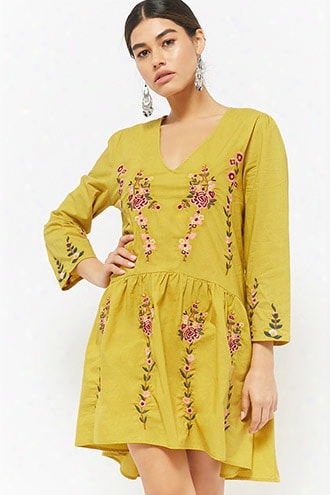 Floral Embroidered High-low Dress