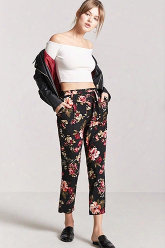 Floral High-rise Ankle Pants