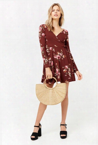 Floral Print Mock Wrap Dress