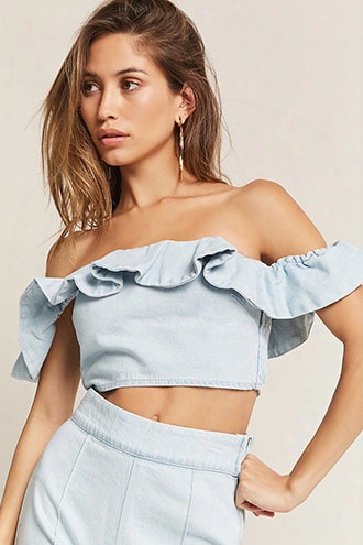 Flounce Denim Crop Top