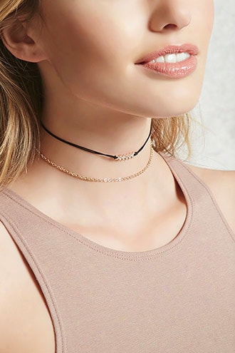 Geo Rhinestone Choker Set