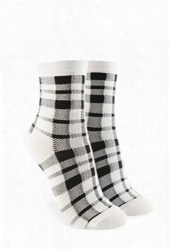 Gingham Print Crew Socks