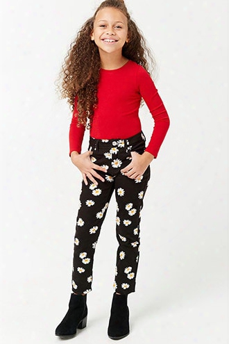 Girls Daisy Graphic Print Ankle Jeans (kids)