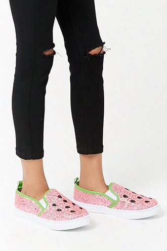 Girls Glittered Watermelon Slip-on Sneakers (kids)