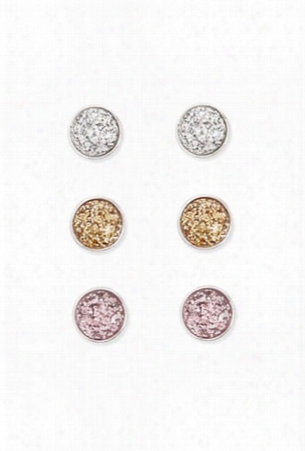 Glitter Dome Stud Earring Set