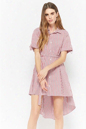 High-low Stripe Shirt Dress