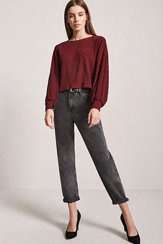 Marled Balloon-sleeve Top