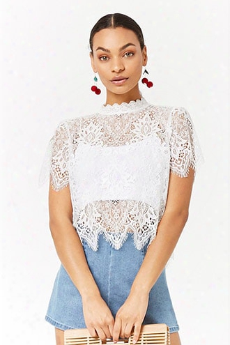 Mock Neck Lace Top