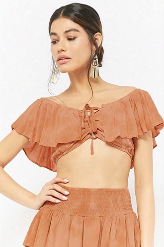 Oil Wash Lace-up Crop Top