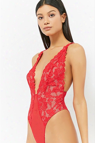 Plunging Scalloped Lace Teddy