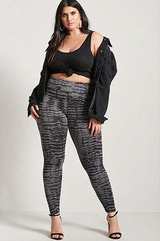 Plus Size Active Abstract Print Leggings