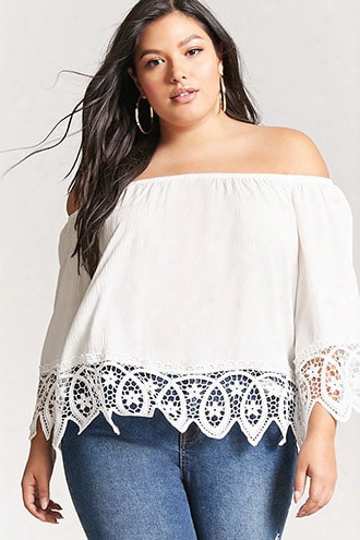 Plus Size Crochet Lace Off-the-shoulder Top