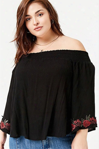 Plus Size Embroidered Off-the-shoulder Top