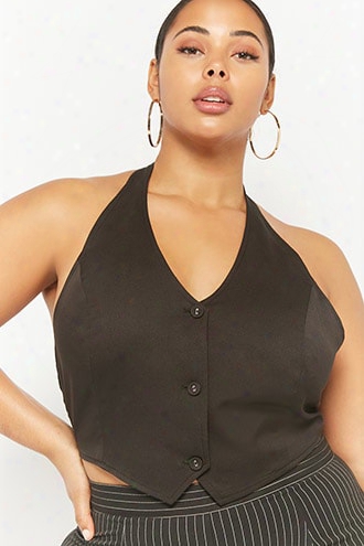 Plus Size Eta Cropped Halter Vest