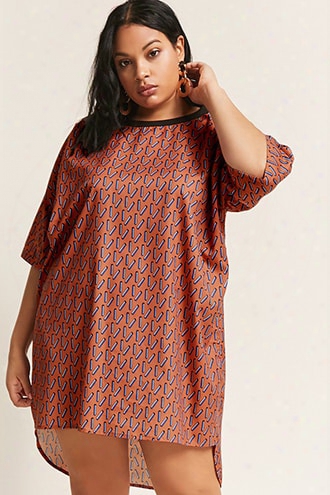 Plus Size Geo Print High-low Dress