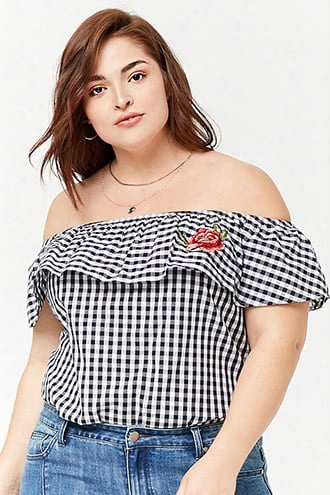 Plus Size Gingham Off-the-shoulder Top