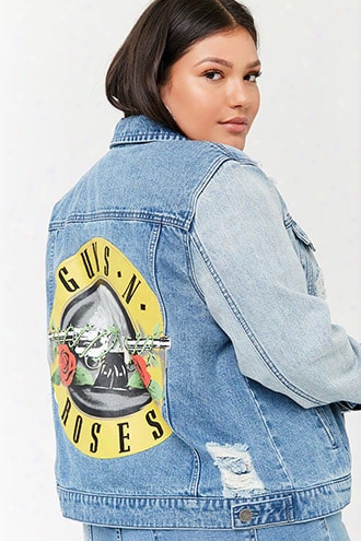 Plus Size Guns N' Roses Graphic Denim Jacket