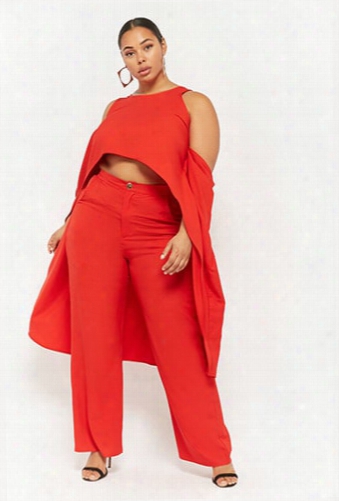 Plus Size High-low Top & Wide-leg Pant Set