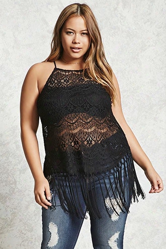 Plus Size Lace Fringe Cami