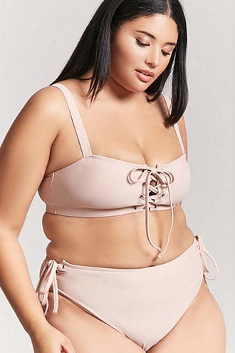 Plus Size Lace-up Bikini Top